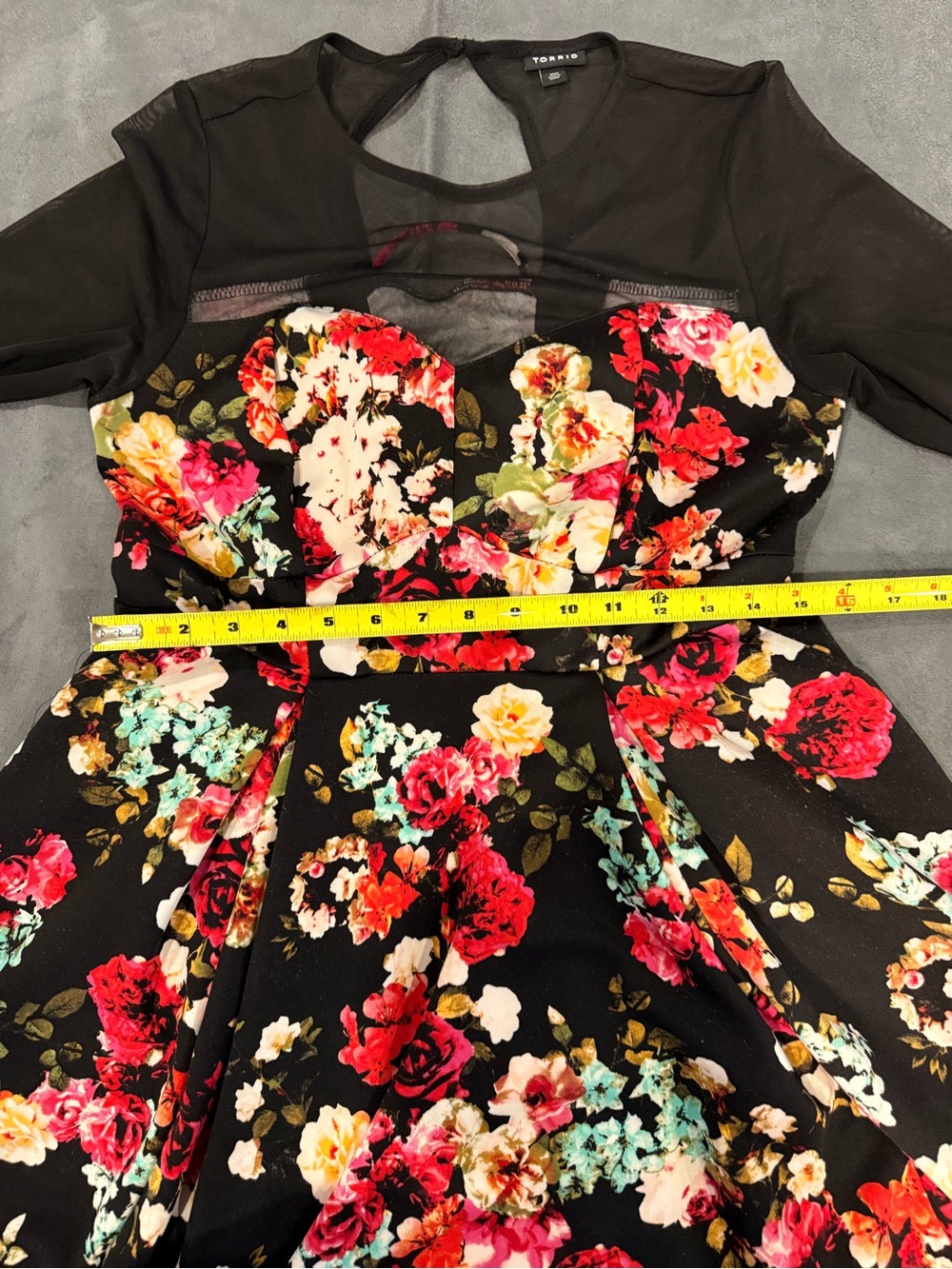 torrid Black Floral Fit-and-Flare Midi Dress - Picture 7 of 9
